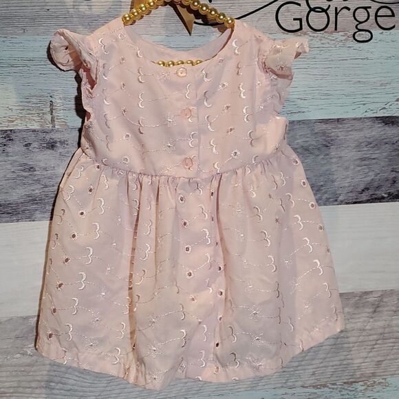Little Lindsey Pink Eyelet Girls Dress, Sz 18M - Picture 4 of 5